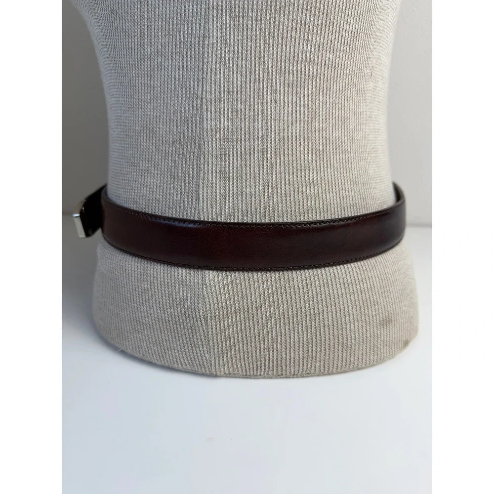 Mens Genuine Leather Belt 38 Brown Silver Buckle Metal Tip Dress Casual 44in